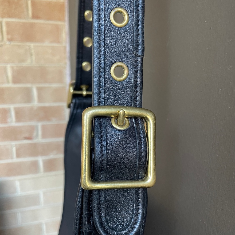 Coach Black Leather Shoulder Bag with Gold Accents - Picture 9 of 15
